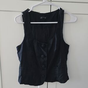 J Crew Black Linen Vest Size 4
